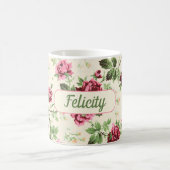 ヴィンテージピンクのバラフローラ名chic コーヒーマグカップ (中央)