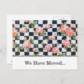 ヴィンテージピンクのバラ住所テンプレートの変更 案内ポストカード (正面/裏面)