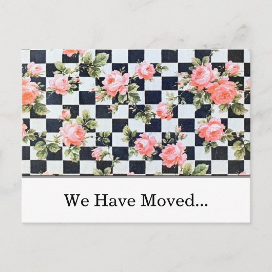 ヴィンテージピンクのバラ住所テンプレートの変更 案内ポストカード (正面)