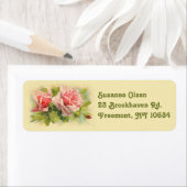 ヴィンテージピンクのバラ差出人住所ラベル ラベル (インサイチュ)