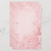 ヴィンテージピンクのバラ文房具 便箋 (正面/裏面)