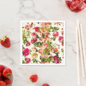 ヴィンテージピンクのバラ牡丹花 スタンダードカクテルナプキン (インサイチュ)