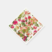 ヴィンテージピンクのバラ牡丹花 スタンダードカクテルナプキン (角)