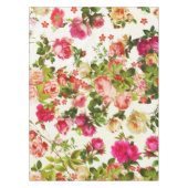 ヴィンテージピンクのバラ牡丹花 テーブルクロス (正面)