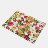 ヴィンテージピンクのバラ牡丹花 ドアマット (アングル)