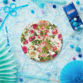 ヴィンテージピンクのバラ牡丹花 ペーパープレート (パーティー)