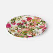 ヴィンテージピンクのバラ牡丹花 ペーパープレート (アングル)