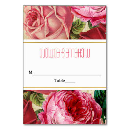 ヴィンテージピンクのバラ結婚スフローラエスコートカード テーブルナンバー