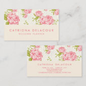 ヴィンテージピンクのバラ花柄の名刺 名刺 (正面/裏面)