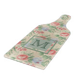 ヴィンテージピンクのバラ花模様モノグラム カッティングボード (角)