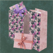 ヴィンテージピンクのバラ ラベンダーリボン カフェラテマグ