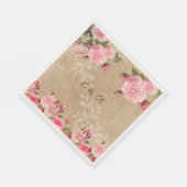 ヴィンテージピンクのバラ,  レトロな紙, 結婚式, オーダーメイド スタンダードランチョンナプキン (角)