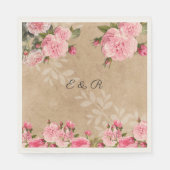 ヴィンテージピンクのバラ,  レトロな紙, 結婚式, オーダーメイド スタンダードランチョンナプキン (正面)