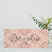 ヴィンテージピンクのパーソナライズ可能な名刺ブックマーク (スタンド正面)