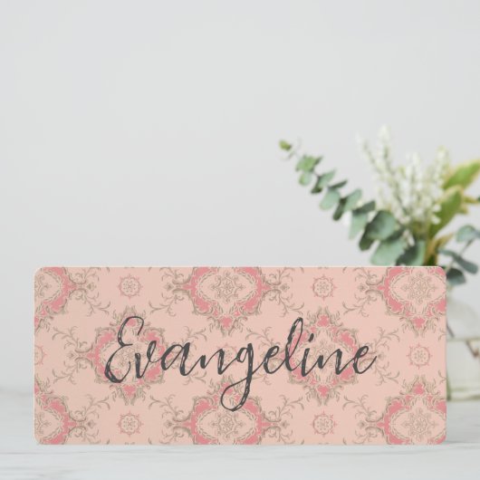 ヴィンテージピンクのパーソナライズ可能な名刺ブックマーク (スタンド正面)