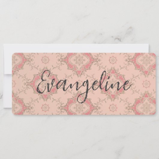 ヴィンテージピンクのパーソナライズ可能な名刺ブックマーク (正面)