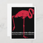 ヴィンテージピンクのフラミンゴの鳥ドイツ・ミュンヘン動物園 (正面/裏面)