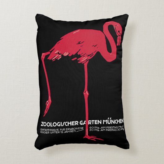 ヴィンテージピンクのフラミンゴの鳥ドイツ・ミュンヘン動物園 アクセントクッション (正面(垂直))
