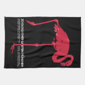 ヴィンテージピンクのフラミンゴの鳥ドイツ・ミュンヘン動物園 キッチンタオル (横)