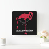 ヴィンテージピンクのフラミンゴの鳥ドイツ・ミュンヘン動物園 スクエア壁時計 (ホーム)