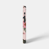 ヴィンテージピンクのフローラの鳥の植物性モノグラム iPhoneケース (左側面)