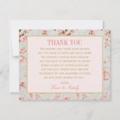 ヴィンテージピンクのフローラガーデンベビーシャワー サンキューカード (正面)