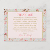 ヴィンテージピンクのフローラガーデンベビーシャワー サンキューカード (正面)