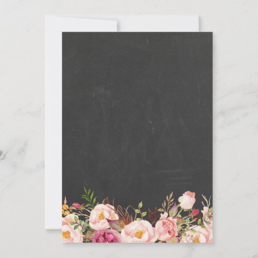 ヴィンテージピンクのフローラシャルボード日付を保存 セーブザデート (裏面)