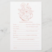 ヴィンテージピンクのフローラ予測ベビーシャワーゲーム (正面)