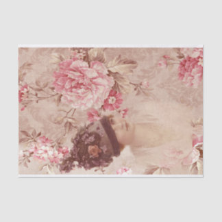 ヴィンテージピンクのフローラ女性ハットシャビーシック 薄葉紙