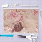 ヴィンテージピンクのフローラ女性ハットシャビーシック 薄葉紙 (クラフト)