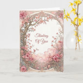 ヴィンテージピンクのフローラ考えアールヌーボーズ・オブ・ユー カード (黄色い花)