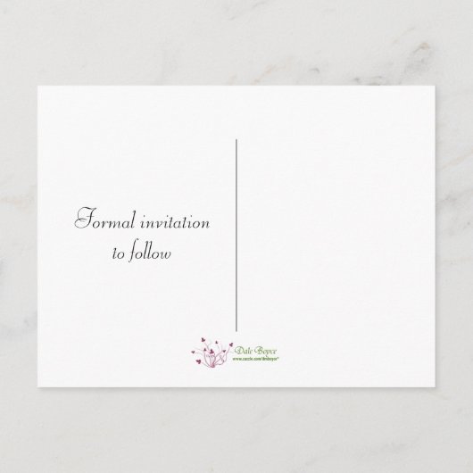 ヴィンテージピンクのライラック日付を保存 案内ポストカード (裏面)