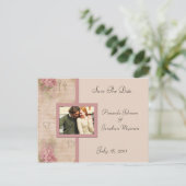 ヴィンテージピンクのライラック日付を保存 案内ポストカード (スタンド正面)