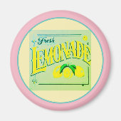 ヴィンテージピンクのレモネード標識レモン果実夏 マグネット (正面)