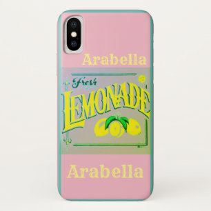 ヴィンテージピンクのレモネード標識レモン果実夏 iPhone X ケース