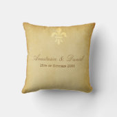 ヴィンテージピンクのロマンチックなバラとゴールデンノールデリス クッション (裏面)