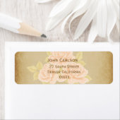 ヴィンテージピンクのロマンチックなバラとゴールデンノールデリス ラベル (インサイチュ)