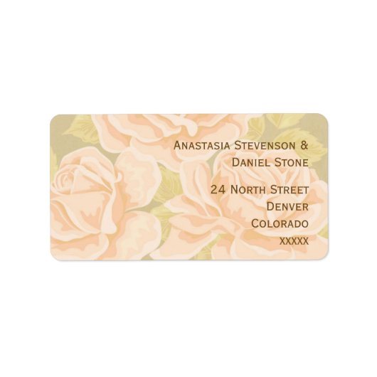 ヴィンテージピンクのロマンチックなバラとゴールデンノールデリス ラベル (正面)