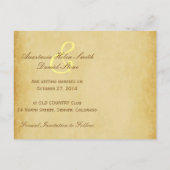 ヴィンテージピンクのロマンチックなバラとゴールデンノールデリス 案内ポストカード (裏面)