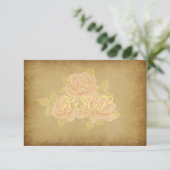 ヴィンテージピンクのロマンチックなバラフランスの金ゴールドfleurdelis 出欠カード (スタンド正面)