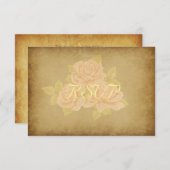 ヴィンテージピンクのロマンチックなバラフランスの金ゴールドfleurdelis 出欠カード (正面/裏面)