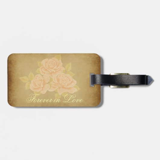 ヴィンテージピンクのロマンチックなバラ土産 ラゲッジタグ (裏面横)
