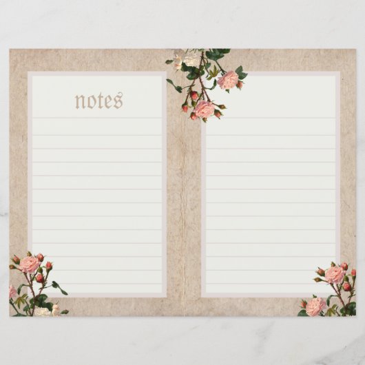 ヴィンテージピンクのローズジャーナルページ (正面)