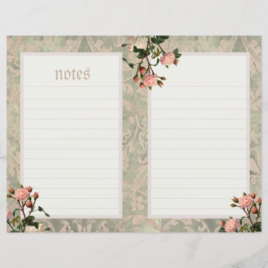 ヴィンテージピンクのローズジャーナルページ（背景をスクロール） (裏面)