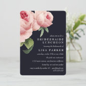 ヴィンテージピンクのローズブルー花嫁メイド弁当店結婚の 招待状 (スタンド正面)