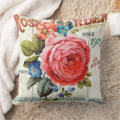 ヴィンテージピンクのローズホームオフィスのデカール枕 クッション (ブランケット)