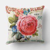 ヴィンテージピンクのローズホームオフィスのデカール枕 クッション (裏面)