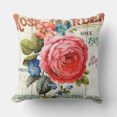 ヴィンテージピンクのローズホームオフィスのデカール枕 クッション (正面)
