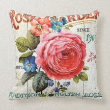 ヴィンテージピンクのローズホームオフィスのデカール枕